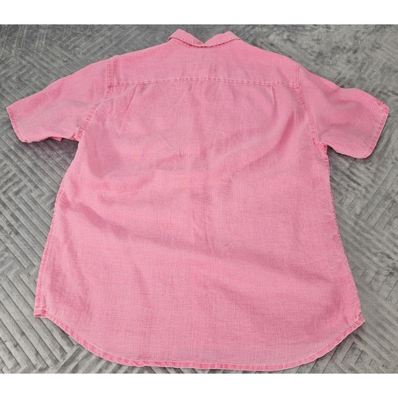 Tommy Bahama Relax Mens M Button Up Shirt Pink 100% Linen Short Sleeve * - Picture 10 of 16